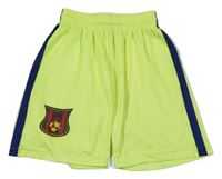 Neonově žluté sportovní kraťasy s erbem a pruhem