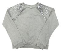 Světlešedá melírovaná mikina s flitry H&M
