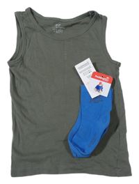 Nové - 2Set - Khaki nátělník H&M + modré ponožky s medvídkem Paddington 