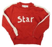 Červeno-bílý vlněný kašmírový svetr s nápisem M&S