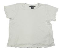 Bílé žebrované crop tričko Primark