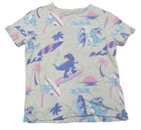 Šedé tričko s dinosaury F&F