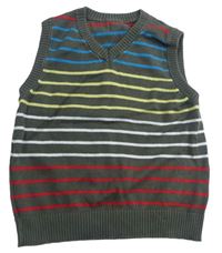 Šedo-barevná pruhovaná pletená vesta M&S