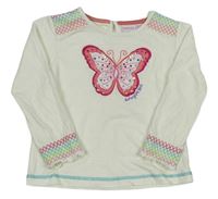 Krémové triko s motýlem s kamínky a výšivkami Debenhams