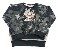 Tmavošedo-černá batikovaná mikina s logem Adidas