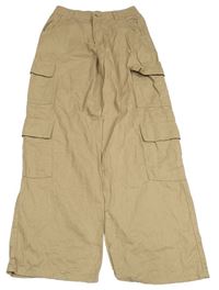 Béžové wide leg cargo rifle New Look