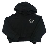 Černá crop mikina s nápisem a kapucí River Island