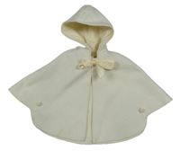 Smetanové flaušové pončo s mašlí a kapucí