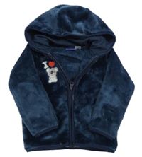 Tmavomodrá chlupatá propínací mikina s koalou a kapucí Lupilu