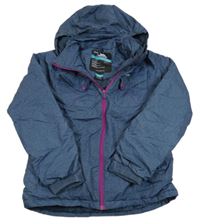 Tmavomodrá melírovaná šusťáková lyžařská funkční bunda s kapucí Trespass