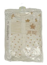 Nové - 3x smetanový overal - 2x s hvězdami + pruhovaný s nápisem a hvězdou Dunnes