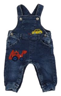 Modré teplákové laclové rifle s autem a bagrem Bluezoo