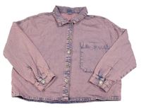 Růžovo-modrá riflová oversize bunda Next