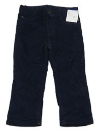 Nové - Tmavomodré manšestrové podšité kalhoty