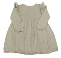 Béžové svetrové šaty s perforovaným vzorem a volánky Matalan