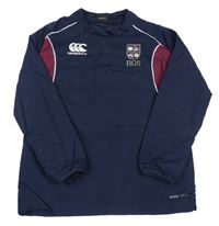 Tmavomodro-vínová šusťáková sportovní funkční bunda s výšivkou Canterbury