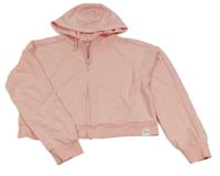 Růžová propínací crop mikina s kapucí George