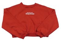 Červená crop mikina s nápisem H&M