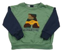 Zeleno-tmavomodrá mikina s písmenem Lupilu