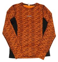 Neonově oranžovo-černé melírované sportovní triko s nápisem Yigga