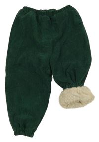 Tmavozelené žebrované zateplené cuff kalhoty Shein