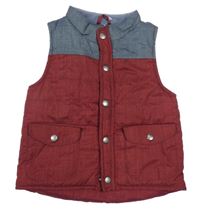 Vínovo-tmavomodrá melírovaná šusťáková zateplená vesta Cherokee