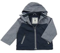 Tmavomodro-melírovaná šusťáková jarní bunda s kapucí Rebel