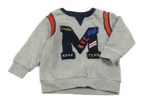 Šedá melírovaná mikina s písmenem Minoti