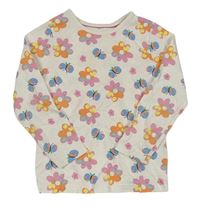 Smetanové květované triko s motýly George