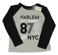 Nové - Šedo-černé triko s číslem a nápisem Primark