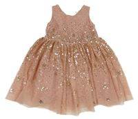 Starorůžové tylové šaty s flitry H&M