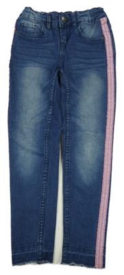 Tmavomodré skinny rifle s pruhy Y.F.K.