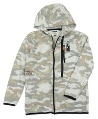 Světlešedo-béžovo-šedá army propínací mikina s kapucí F&F