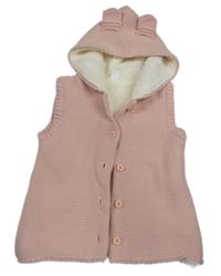 Růžová svetrová zateplená vesta s kapucí LC Waikiki
