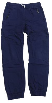 Tmavomodré cuff plátěné kalhoty F&F
