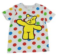 Bílo-barevné puntíkaté tričko s medvídkem Pudsey George
