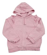 Světlerůžová propínací mikina s volánky a kapucí M&S