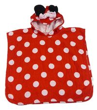 Červené puntíkaté froté osuškové pončo s kapucí - Minnie George