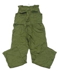 Khaki lehký kalhotový overal s kapsami 