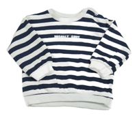 Tmavomodro-bílá pruhovaná mikina s nápisem zn. F&F