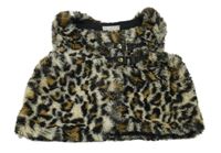 Béžovo-černá leopardí kožešinová podšitá vesta 