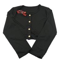 Černé propínací crop triko s mašlí shein