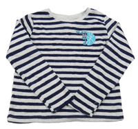 Tmavomodro-šedé pruhované sametové triko Alive