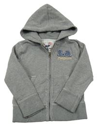 Šedá melírovaná propínací mikina s nápisem a kapucí Alive