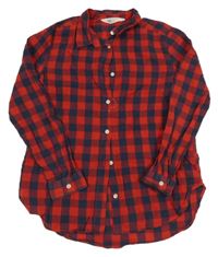 Červeno-tmavomodrá kostkovaná halenka H&M