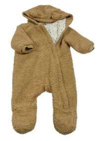Hnědá huňatá podšitá kombinéza s kapucí Primark