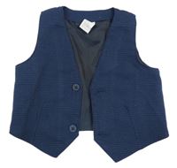 Tmavomodrá kostkovaná společenská vesta H&M