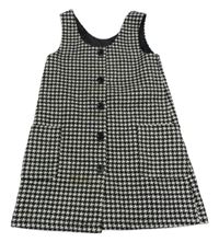 Černo-bílé vzorované vlněné propínací šaty s kapsami F&F