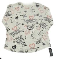 Nové - bílé triko s nápisy a smajlíky dunnes