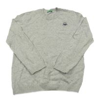 Šedý lehký svetr s logem Benetton